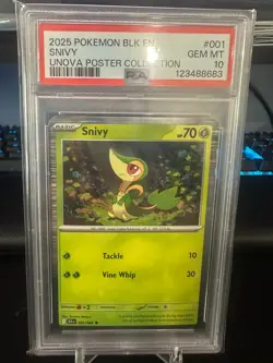 SNIVY 001 PSA 10 POKEMON BLK EN-BLACK BOLT UNOVA POSTER COLLECTION - Image 1