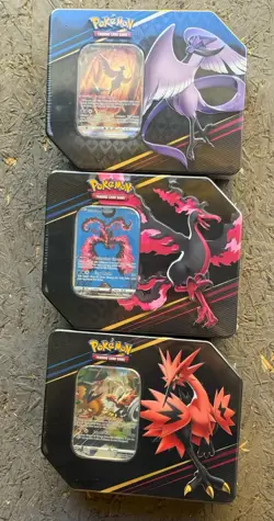 Pokemon Crown Zenith Tin Set Galarian Moltres Articuno Zapdos 3 Tins 2023 - Image 1