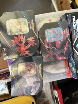Pokemon Crown Zenith Tin Set Galarian Moltres Articuno Zapdos 3 Tins 2023 - Image 2