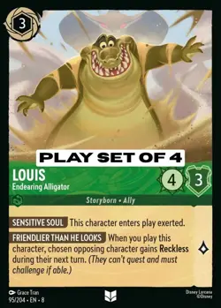 Louis - Endearing Alligator 95/204 ❇Play Set of 4❇ Lorcana Reign of Jafar - Image 1