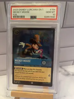 2023 Disney Lorcana Chapter 1 Mickey Mouse Detective 154/204 FOIL COMMON PSA 10 - Image 1