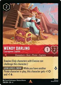 Wendy Darling - Courageous Captain 108/204 Rare Azurite Sea Lorcana Non-Foil - Image 1