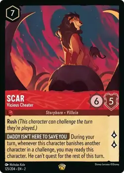 SCAR - Vicious Cheater Legendary #125/204 EN 2 Disney Lorcana RISE OF FLOODBORN - Image 1