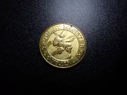 Pokemon Card Banpresto Promo Metal Gold Coin Scyther #6362 PLAY - Image 1