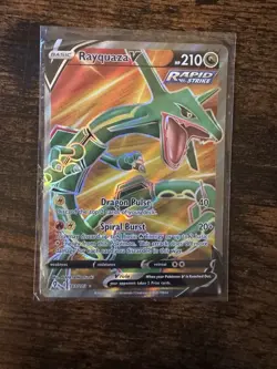 Pokemon TCG Rayquaza v Evolving Skies Holo Ultra Rare Card 193/203 - Image 1