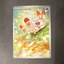 Pokemon Scorbunny Illustration Rare Full Art Holo Card 225/217 Scarlet & Violet - Image 1