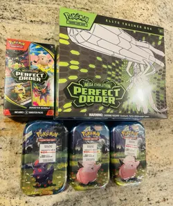 Pokemon TCG Perfect Order ETB And Booster Bundle With Ascended Hero’s Mini Tins - Image 1