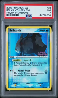 2006 POKEMON EX HOLON PHANTOMS #30 RELICANTH-REVERSE FOIL PSA 7 - Image 1