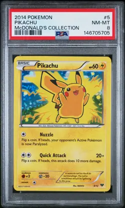 2014 POKEMON MCDONALD'S COLLECTION #5 PIKACHU PSA 8 - Image 1