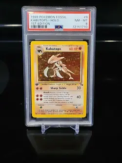 PSA 8! 1st Edition 1999 Pokemon Fossil 9/62 Kabutops - Holo RARE NM-MT - Image 1