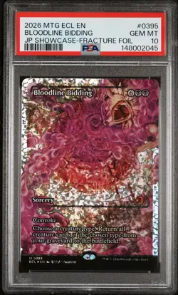 2026 MTG LORWYN ECLIPSED JPN SC-FRACTURE FOIL #0395 BLOODLINE BIDDING PSA 10 - Image 1