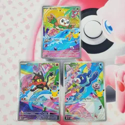 Rowlett 043 + Litten 044 + Popplio 045 - First Partner Pokemon Cards #L386 - Image 1