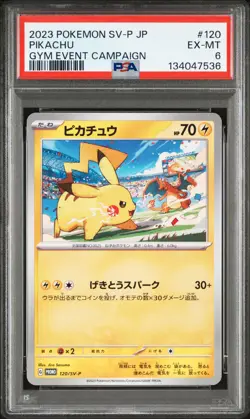 2023 POKEMON JAPANESE SV-P PROMO GYM EVENT CAMPAIGN #120 PIKACHU PSA 6 - Image 1