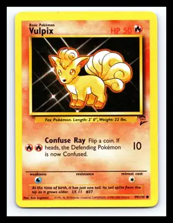 💥 VULPIX | Pokemon TCG 2000 | (Base Set 2 ) Non Holo Foil Vintage # 99/130 - Image 1