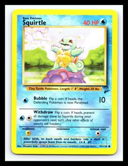 💥 SQUIRTLE | Pokemon TCG 2000 | (Base Set 2 ) Non Holo Foil Vintage # 93/130 - Image 1
