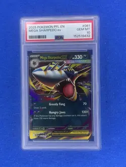 2025 POKEMON PFL EN MEGA SHARPEDO EX #061 DOUBLE RARE PSA 10 - Image 1