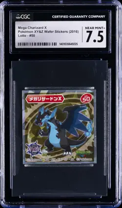 2016 POKEMON XY&Z WAFER STICKERS LOTTE #50 MEGA CHARIZARD X CGC 7.5 - Image 1