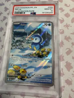 2025 Pokemon Phantasmal Flames Full Art Holo Illustration Rare Piplup 98 PSA 10 - Image 3