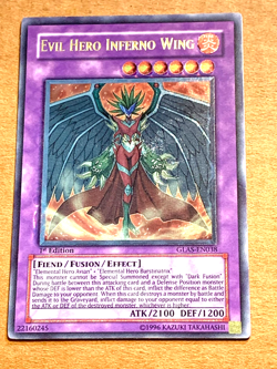 yugioh EVIL HERO INFERNO WING GLAS-EN038 Ultimate Rare 1st Edition near mint - Image 1