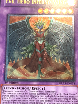 yugioh EVIL HERO INFERNO WING GLAS-EN038 Ultimate Rare 1st Edition near mint - Image 2