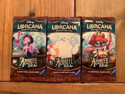 DISNEY Lorcana TCG: Azurite Sea: SLEEVED Booster Pack (3 PACKS) - 36 Cards - Image 1