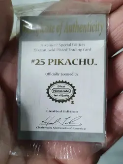 23K Gold Plated PIKACHU Trading Card 1999 Burger King Pokemon - RARE - Image 5