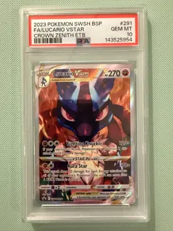 2023 Pokemon Lucario VSTAR SWSH291 Crown Zenith Full Art PSA 10 - Image 1