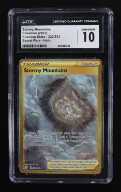 Pokemon Stormy Mountains Evolving Skies 232/203 Secret Rare-Holo CGC Gem Mint 10 - Image 1
