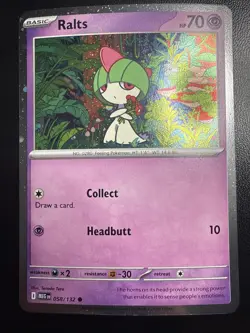 Ralts 58/132 Mega Evolution Cosmo Holo Pokemon Card - Image 1