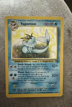 Vaporeon Pokemon 12/64 Jungle Holo fossil - Image 1
