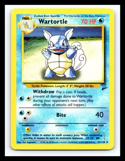 💥 WARTORTLE | Pokemon TCG 2000 | (Base Set 2 ) Non Holo Foil Vintage # 63/130 - Image 1