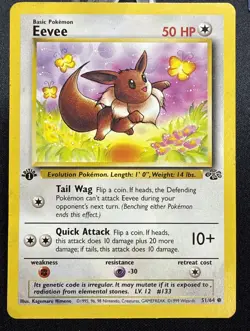 Eevee 1999 Pokemon Jungle 1st Edition Common #51/64 - HP/DMG - Image 1