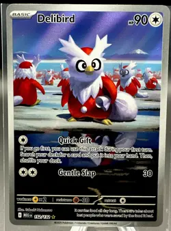 2025 Pokemon Delibird 152/132 Me01: Mega Evolution Illustration Rare Holo 90 HP - Image 1