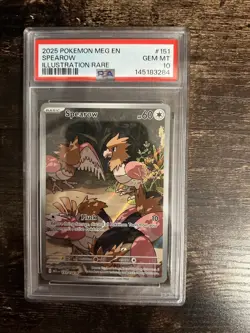 Pokemon TCG Spearow 151/132 Illustration Rare Mega Evolution PSA 10 - Image 1