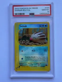 2003 Pokemon Skyridge - Swinub Rev.Foil #107 PSA 10 GEM MT **POP 14 - Image 1