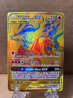 Reshiram & Charizard GX SM247 Gold Tag Team Promo NM Pokemon - Image 1