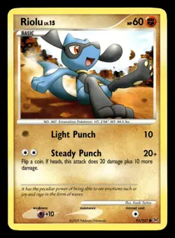 Riolu 91/127 Common Platinum Pokemon LP - Image 1