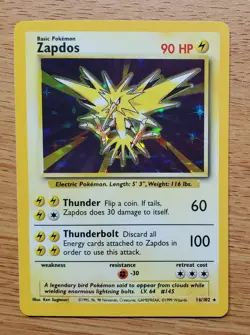 Pokemon TCG Zapdos Base Set 16/102 Holo 1999-2000 Wizards Base Set - Image 1