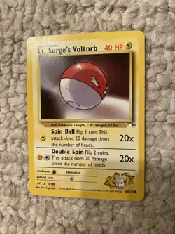 Pokemon Card Gym Heroes Lt. Surge's Voltorb 84/132 Unlimited WOTC MP - Image 1