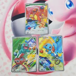 Charmander 038 + Squirtle 039 + Bulbasaur 037 - First Partner Pokemon Cards L388 - Image 1