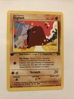 Pokemon TCG Team Rocket 1st Edition Regular Finish Diglett 52/82 Card - Image 1
