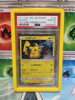 2017 POKEMON JPN SM PROMO POKEMON CARD FRIENDLY SHOP #179 PIKACHU PSA 10 - Image 1