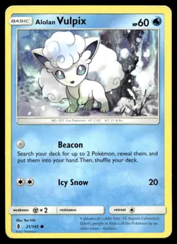 Alolan Vulpix 21/145 Pokemon Card Guardians Rising Common 60 HP LP U22 - Image 1