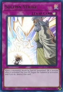 Solemn Strike - DUDE-EN055 - Ultra Rare - 1st Edition LP Yugioh Duel Devastator - Image 1