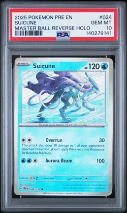 Pokemon Suicune (Master Ball Pattern) 024/131 Sv: Prismatic Evolutions PSA 10 - Image 1