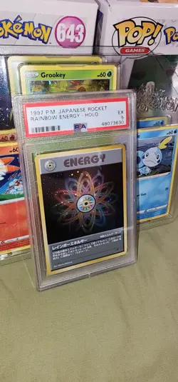 Pokemon TCG 1997 P.M. Japanese Rocket Rainbow Energy - Holo PSA 5 EX - Image 2