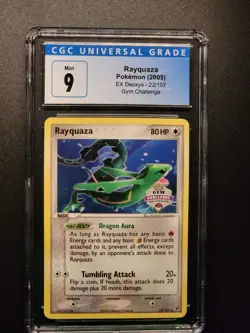 Rayquaza Gym Challenge Stamped 22/107 Pokemon TCG 2005 EX Deoxys CGC 9 - Image 1