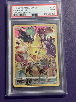 PSA 9 Pokemon Pikachu Crown Zenith Secret Rare 160/159 Alt Full Art SWSH 2023 MT - Image 1