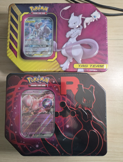 Pokemon TCG: Mewtwo & Mew GX Tag Team Power Partnership Tin Sealed SM191 Lot - Image 1