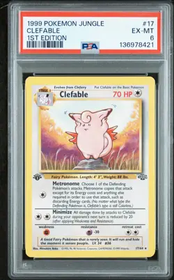Clefable 1st Edition 1999 Pokemon Jungle 17/64 TCG Rare PSA6 Vintage - Image 1